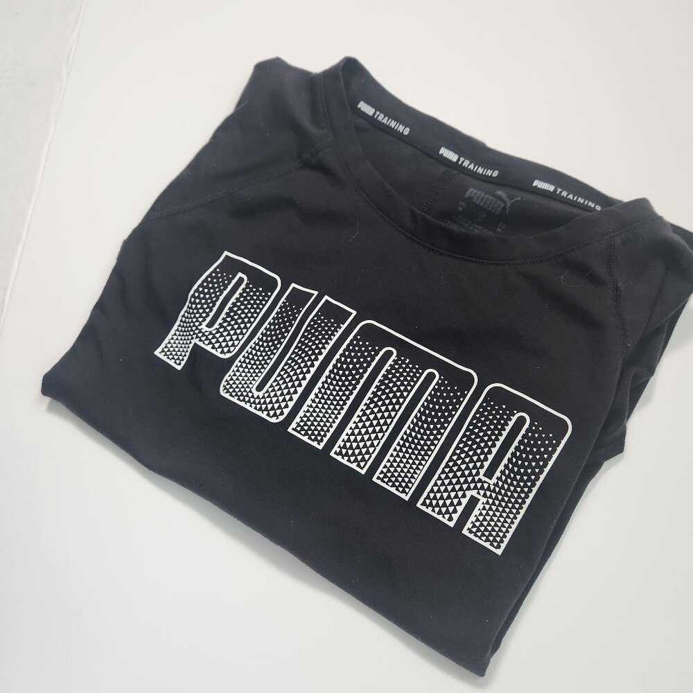 Puma Women’s Black Training Top Medium Athleisure Workout Tee Lightweight